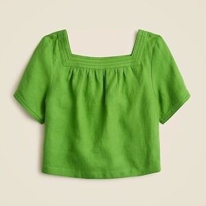 J.CREW Women's‎ Sailor Squareneck Top Linen Large in Summer Moon Green